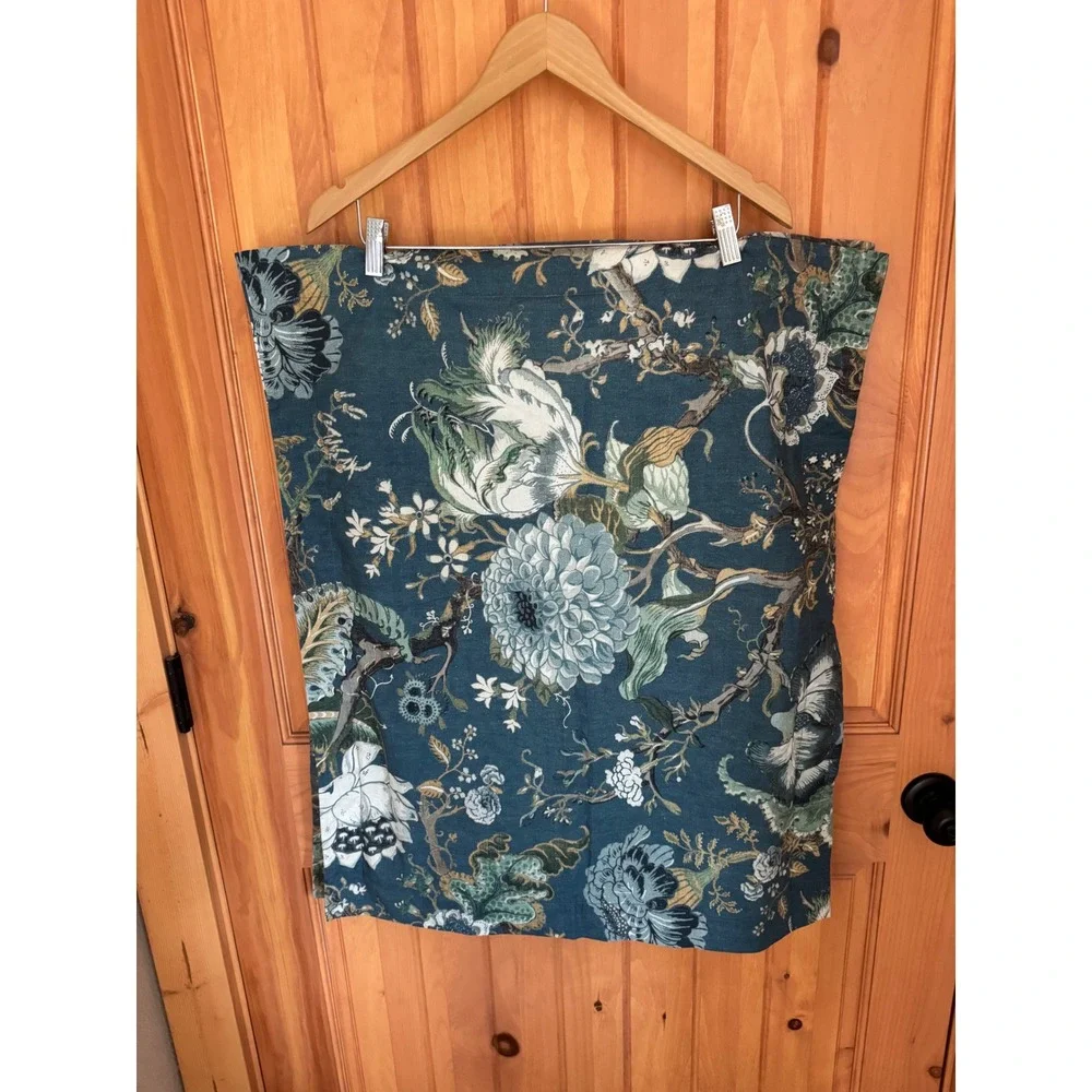2 Pottery Barn Teal Floral Cotton Standard Pillow Shams 2598669 Botanical Print